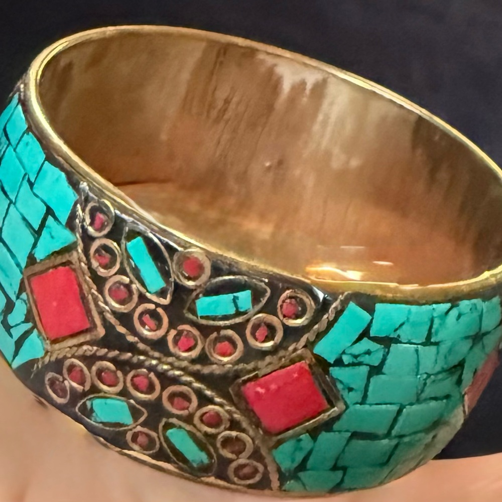 Beautiful Asiana Brass Mosaic Bangle Bracelet